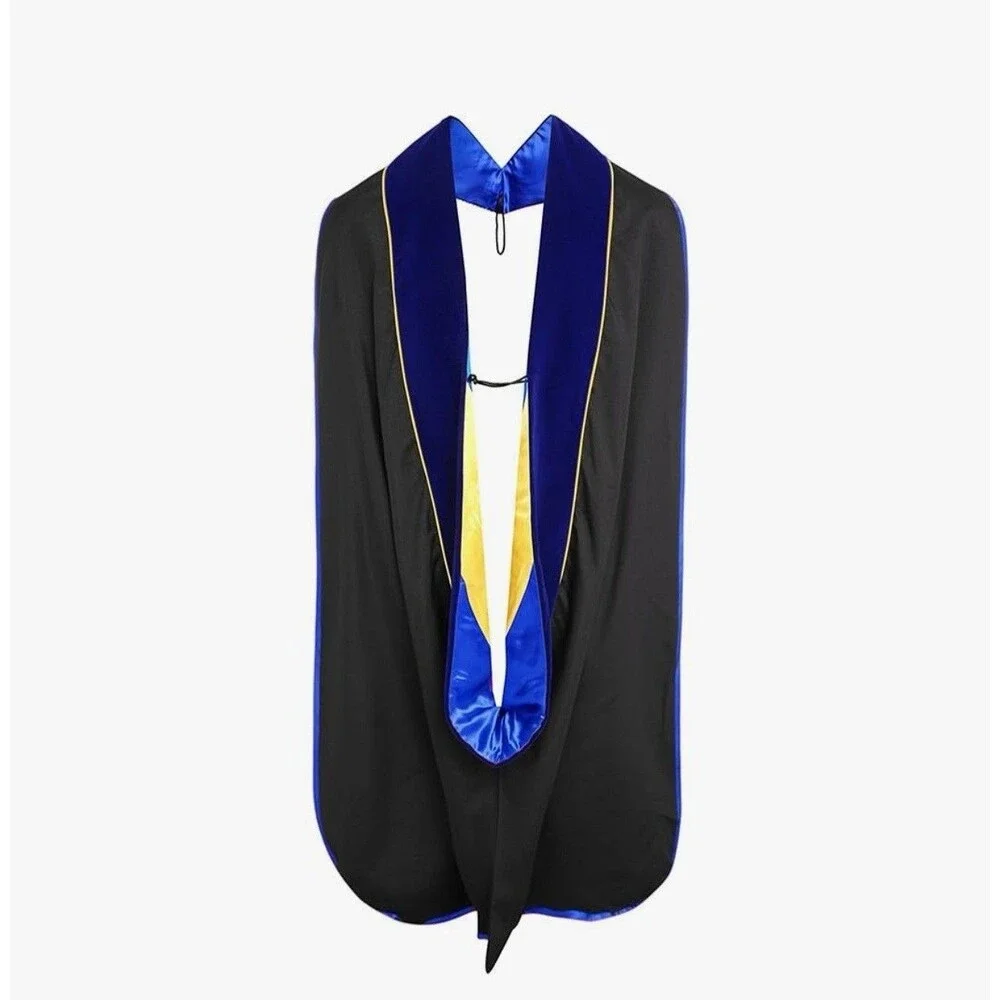 Deluxe Doctoral Graduation Gown Hood and Tam 6 Sided Package Royal blue Size 45 - Picture 6 of 6